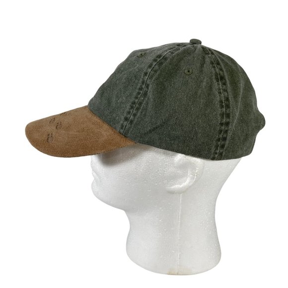 Magpie Wyoming Elk Green Twill Cap with Tan Sueded Bill w/ Tracks Low Profile - Picture 3 of 7